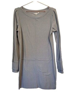 Athleta | Carmella Striped Athleisure Long Sleeve Dress Gray